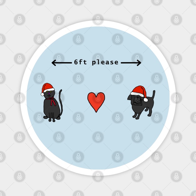 Cats and Dogs Social Distancing at Christmas Magnet by ellenhenryart